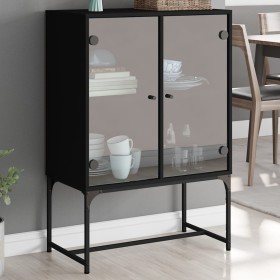 Armario auxiliar con puertas de vidrio negro 69x37x100 cm de , Aparadores - Ref: Foro24-836547, Precio: 89,64 €, Descuento: %