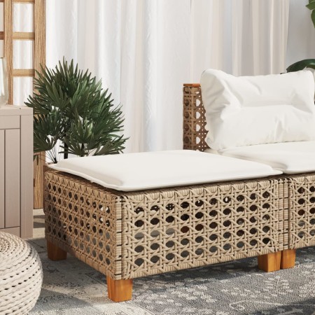 Taburete de jardín y cojín ratán sintético beige 63,5x56x32 cm de , Otomanas de exterior - Ref: Foro24-365934, Precio: 73,86 ...