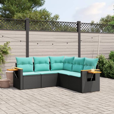 Set de sofás de jardín 5 pzas con cojines ratán sintético negro de , Conjuntos de jardín - Ref: Foro24-3226799, Precio: 443,0...