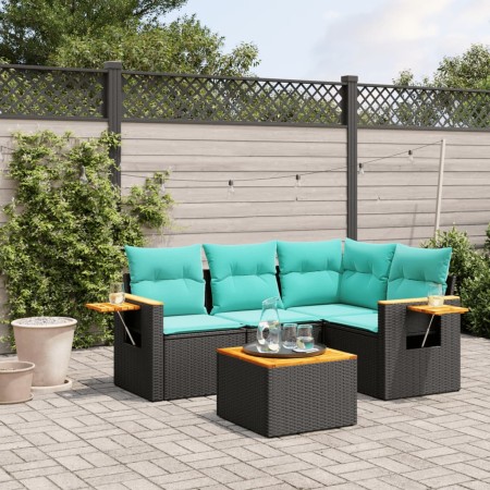 Set de sofás de jardín 5 pzas con cojines ratán sintético negro de , Conjuntos de jardín - Ref: Foro24-3226778, Precio: 403,8...