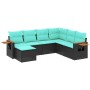 Set de sofás de jardín 7 pzas con cojines ratán sintético negro de , Conjuntos de jardín - Ref: Foro24-3227044, Precio: 550,6...
