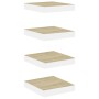 Estante flotante pared 4 uds MDF roble y blanco 23x23,5x3,8 cm en Estanterías | Comprar online en Foru.es