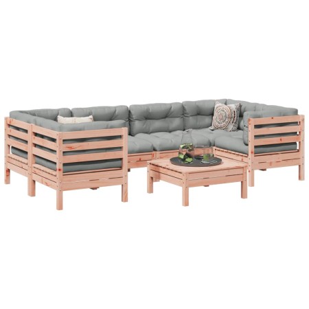Set de sofás jardín 7 pzas con cojines madera abeto Douglas de , Conjuntos de jardín - Ref: Foro24-3299317, Precio: 584,87 €,...