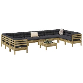 Set de sofás jardín 11 pzas con cojines madera pino impregnada de , Conjuntos de jardín - Ref: Foro24-3299650, Precio: 1,00 €...