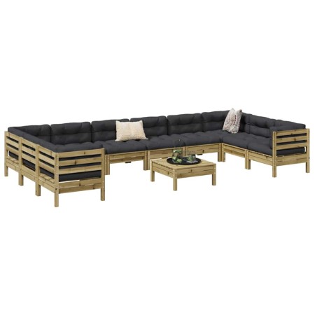 Set de sofás jardín 11 pzas con cojines madera pino impregnada de , Conjuntos de jardín - Ref: Foro24-3299650, Precio: 1,00 €...