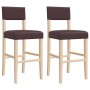 Taburetes altos 2 uds madera maciza de caucho y cuero sintético de , Taburetes de cocina - Ref: Foro24-4006197, Precio: 81,01...