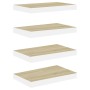 Estante flotante de pared 4 uds MDF roble y blanco 40x23x3,8 cm en Estanterías | Comprar online en Foru.es