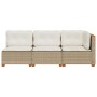 Sofá de jardín de 3 plazas con cojines ratán sintético beige de , Sofás de exterior - Ref: Foro24-365922, Precio: 220,21 €, D...