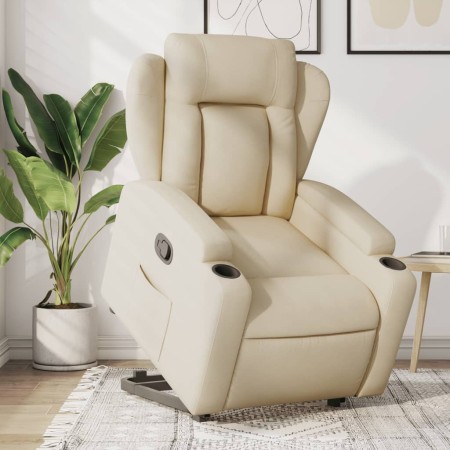 Sillón reclinable elevable de tela color crema de , Sillones - Ref: Foro24-3204491, Precio: 265,91 €, Descuento: %