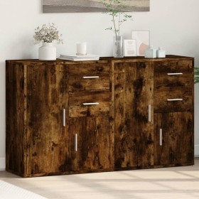 Aparador de madera de ingeniería 2 uds roble ahumado 60x31x70cm de , Aparadores - Ref: Foro24-3276564, Precio: 143,97 €, Desc...