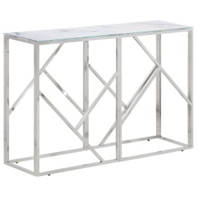 Mesa consola acero inoxidable plateado y vidrio templado de , Mesas auxiliares - Ref: Foro24-349995, Precio: 174,26 €, Descue...