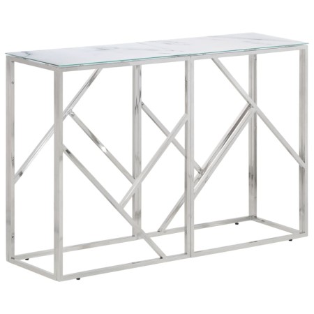 Mesa consola acero inoxidable plateado y vidrio templado de , Mesas auxiliares - Ref: Foro24-349995, Precio: 174,26 €, Descue...