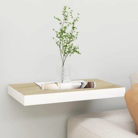 Estante flotante de pared MDF roble y blanco 50x23x3,8 cm en Estanterías | Comprar online en Foru.es