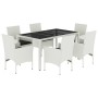 Set comedor jardín 7 pzas cojines ratán sintético vidrio blanco de , Conjuntos de jardín - Ref: Foro24-3278582, Precio: 513,0...