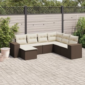 Juego de sofás de jardín 7 piezas con cojines ratán PE marrón de , Conjuntos de jardín - Ref: Foro24-3255240, Precio: 454,96 ...