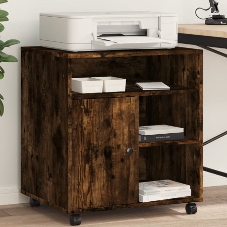 Soporte para impresora con ruedas roble ahumado 60x50x67 cm de , Soportes para impresoras - Ref: Foro24-840629, Precio: 90,74...