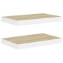 Estante flotante de pared 2 uds MDF roble y blanco 50x23x3,8 cm en Estanterías | Comprar online en Foru.es