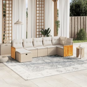 Set sofás de jardín 7 piezas y cojines ratán sintético beige en Conjuntos de jardín | Comprar online en Foru.es