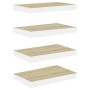Estantes flotantes pared 4 uds MDF roble y blanco 50x23x3,8 cm en Estanterías | Comprar online en Foru.es