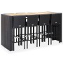 Mesa y sillas bar jardín 9 pzas ratán sintético y madera negro de , Conjuntos de jardín - Ref: Foro24-49566, Precio: 679,31 €...
