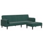Sofá cama de 2 plazas con taburete terciopelo verde oscuro de , Sofás - Ref: Foro24-3258135, Precio: 340,22 €, Descuento: %