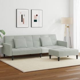 Sofá cama de 2 plazas con taburete terciopelo gris claro de , Sofás - Ref: Foro24-3258116, Precio: 341,27 €, Descuento: %