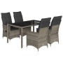 Set comedor de jardín 5 piezas con cojines ratán sintético gris de , Conjuntos de jardín - Ref: Foro24-3276738, Precio: 557,9...