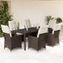 Set comedor de jardín 7 pzas con cojines ratán sintético marrón de , Conjuntos de jardín - Ref: Foro24-3276773, Precio: 829,5...