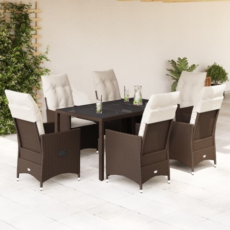 Set comedor de jardín 7 pzas con cojines ratán sintético marrón de , Conjuntos de jardín - Ref: Foro24-3276771, Precio: 808,4...