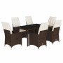 Set comedor de jardín 7 pzas con cojines ratán sintético marrón de , Conjuntos de jardín - Ref: Foro24-3276771, Precio: 808,4...