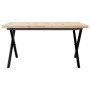 Mesa de centro marco X madera maciza pino y acero 90x90x45,5 cm de , Mesas de cocina y de comedor - Ref: Foro24-3282753, Prec...