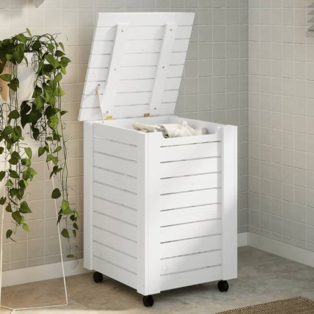 Cesta ropa sucia con ruedas RANA madera pino blanca 45x45x64 cm de , Cestas para ropa - Ref: Foro24-4002326, Precio: 99,81 €,...
