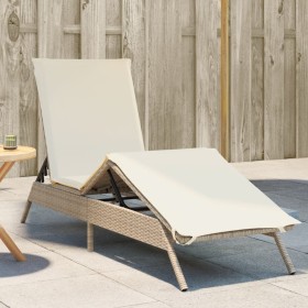 Tumbona con cojín ratán sintético beige de , Tumbonas - Ref: Foro24-4002705, Precio: 143,57 €, Descuento: %