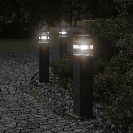 Lámparas de suelo de exterior 3 unidades aluminio negro 50 cm de , Iluminación de exterior - Ref: Foro24-4006394, Precio: 113...