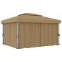 Cenador con cortina gris taupe aluminio 4x3 m de vidaXL, Carpas y cenadores - Ref: Foro24-3067050, Precio: 518,34 €, Descuent...