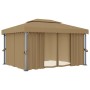 Cenador con cortina gris taupe aluminio 4x3 m de vidaXL, Carpas y cenadores - Ref: Foro24-3067050, Precio: 518,34 €, Descuent...