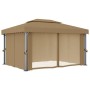Cenador con cortina gris taupe aluminio 4x3 m de vidaXL, Carpas y cenadores - Ref: Foro24-3067050, Precio: 518,34 €, Descuent...
