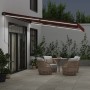 Toldo retráctil manual con LEDs color burdeos 450x350 cm de , Toldos - Ref: Foro24-3215003, Precio: 408,68 €, Descuento: %