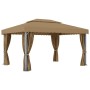 Cenador con cortina gris taupe aluminio 4x3 m de vidaXL, Carpas y cenadores - Ref: Foro24-3067050, Precio: 518,34 €, Descuent...