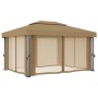 Cenador con cortina gris taupe aluminio 4x3 m de vidaXL, Carpas y cenadores - Ref: Foro24-3067050, Precio: 518,34 €, Descuent...