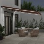 Toldo retráctil manual con luces LED marrón 450x350 cm de , Toldos - Ref: Foro24-3215408, Precio: 408,73 €, Descuento: %
