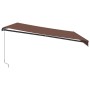 Toldo retráctil manual con luces LED marrón 450x350 cm de , Toldos - Ref: Foro24-3215408, Precio: 408,73 €, Descuento: %