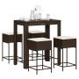 Juego de bar de jardín de 5 piezas con cojines ratán PE marrón de , Conjuntos de jardín - Ref: Foro24-3261452, Precio: 302,45...