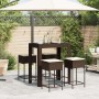 Juego de bar de jardín de 5 piezas con cojines ratán PE marrón de , Conjuntos de jardín - Ref: Foro24-3261452, Precio: 302,45...