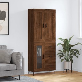 Aparador alto madera contrachapada marrón roble 69,5x34x180 cm de , Aparadores - Ref: Foro24-3199960, Precio: 168,53 €, Descu...