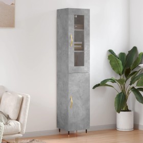 Aparador de madera contrachapada gris hormigón 34,5x34x180 cm de , Aparadores - Ref: Foro24-3199157, Precio: 98,97 €, Descuen...