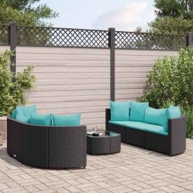 Set de sofás de jardín 7 pzas con cojines ratán sintético negro de , Conjuntos de jardín - Ref: Foro24-3308436, Precio: 517,6...