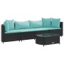Set de muebles de jardín 5 pzas y cojines ratán sintético negro de , Conjuntos de jardín - Ref: Foro24-3308372, Precio: 348,3...