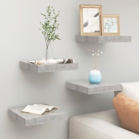 Estante flotante pared 4 uds MDF gris hormigón 23x23,5x3,8 cm en Estanterías | Comprar online en Foru.es