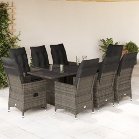 Set comedor jardín 9 pzas y cojines ratán sintético gris de , Conjuntos de jardín - Ref: Foro24-3276746, Precio: 1,00 €, Desc...
